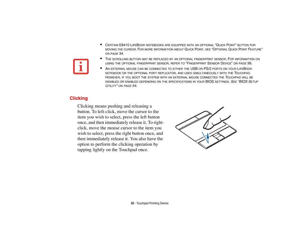 Fujitsu E8410 manual Clicking 