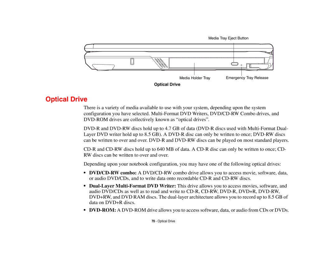 Fujitsu E8410 manual Optical Drive 