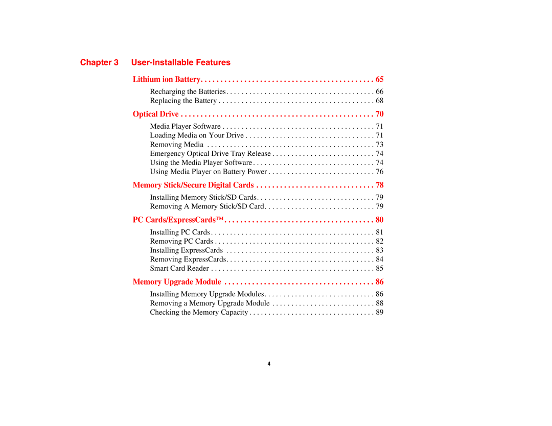 Fujitsu E8410 manual User-Installable Features, Optical Drive 