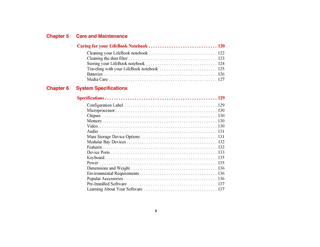 Fujitsu E8420 manual Care and Maintenance, System Specifications 