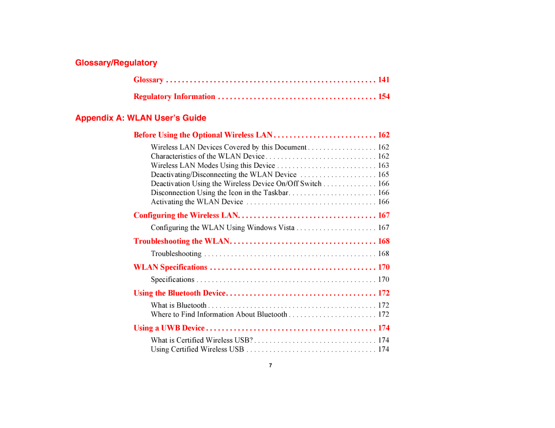 Fujitsu E8420 manual Glossary/Regulatory, Appendix a Wlan User’s Guide 