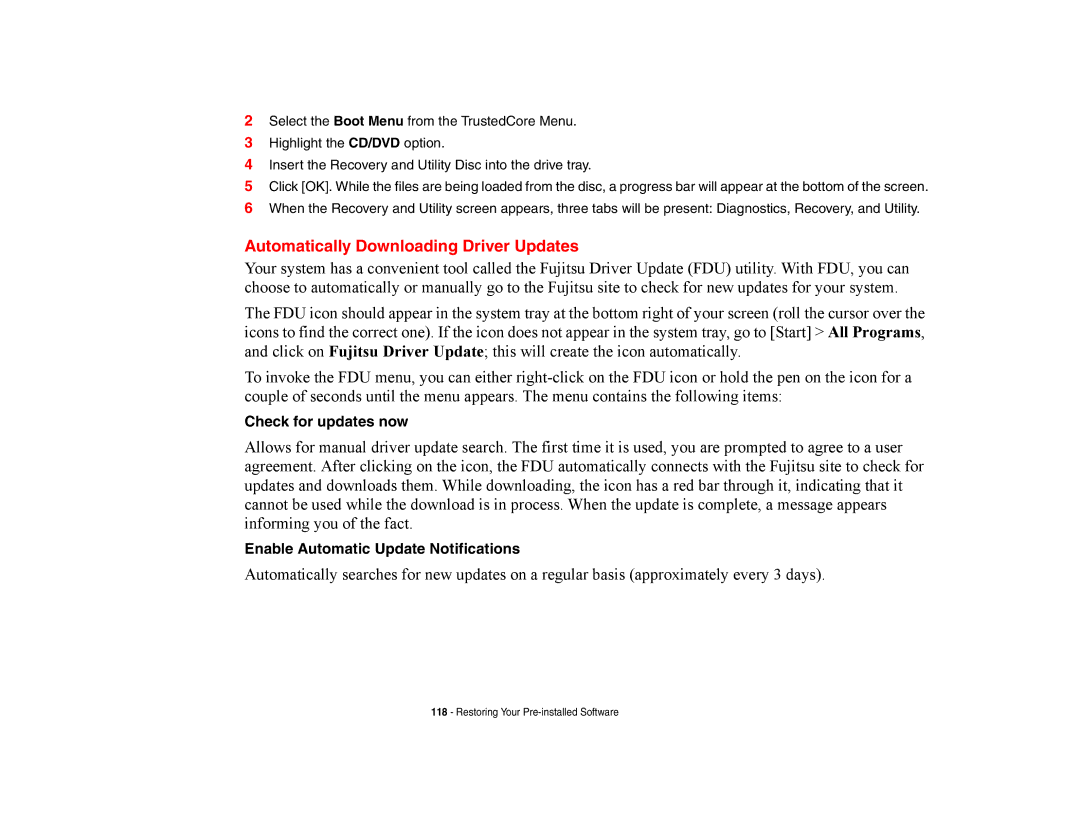 Fujitsu E8420 manual Automatically Downloading Driver Updates, Check for updates now, Enable Automatic Update Notifications 
