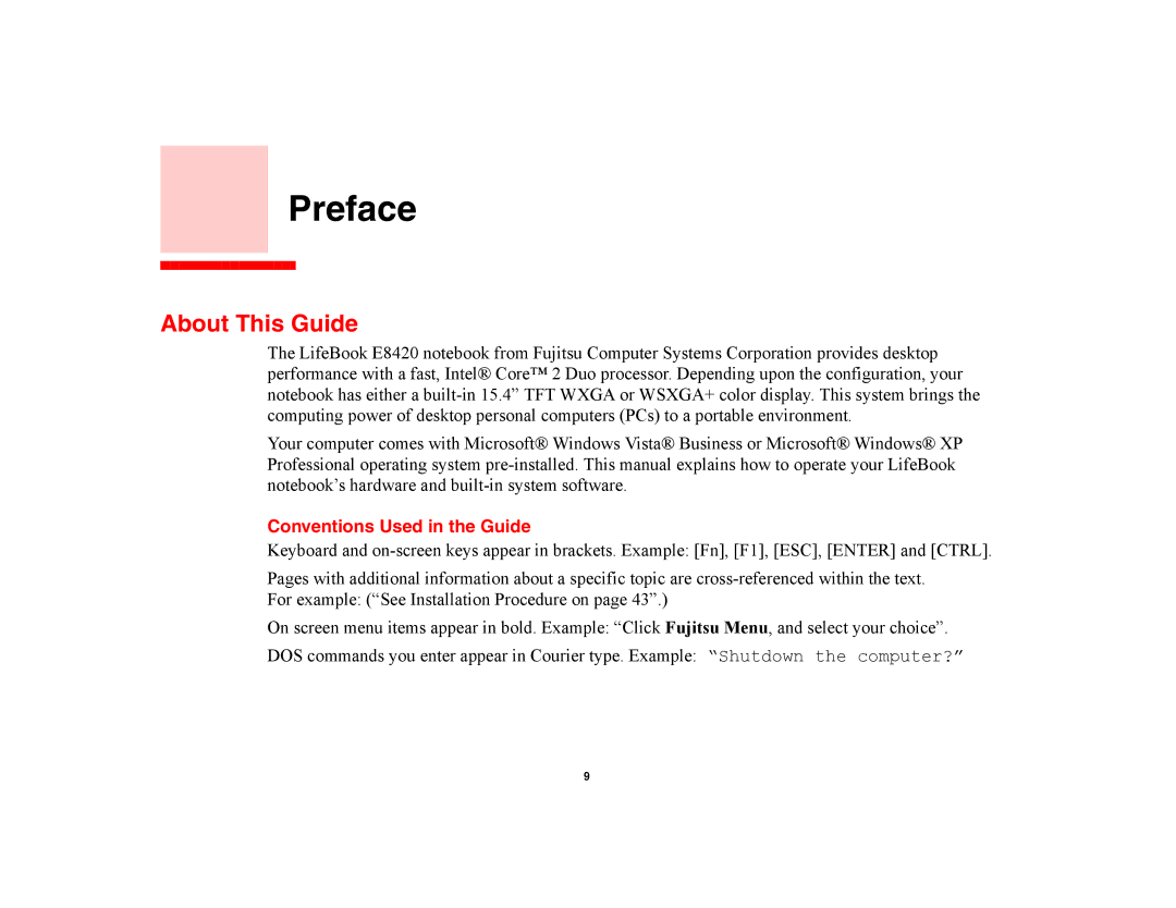 Fujitsu E8420 manual About This Guide, Conventions Used in the Guide 