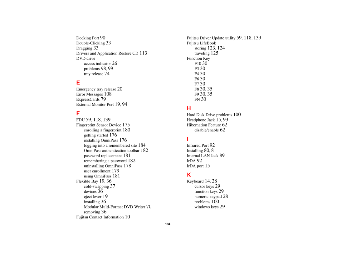 Fujitsu E8420 manual FDU 59, 118 