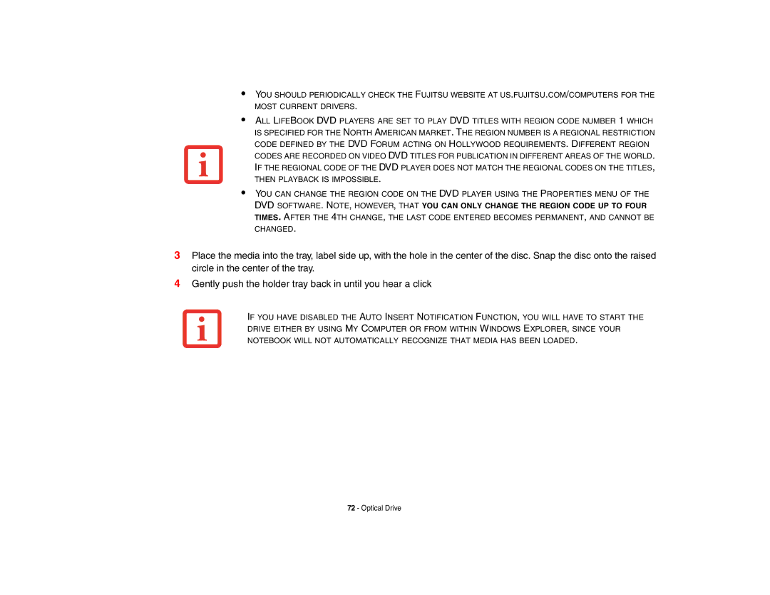 Fujitsu E8420 manual Optical Drive 