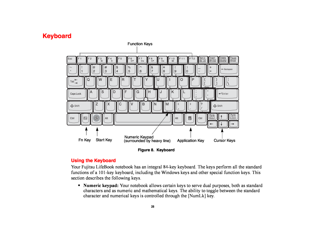 Fujitsu E8420 manual Using the Keyboard 