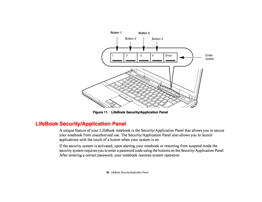 Fujitsu E8420 manual LifeBook Security/Application Panel 