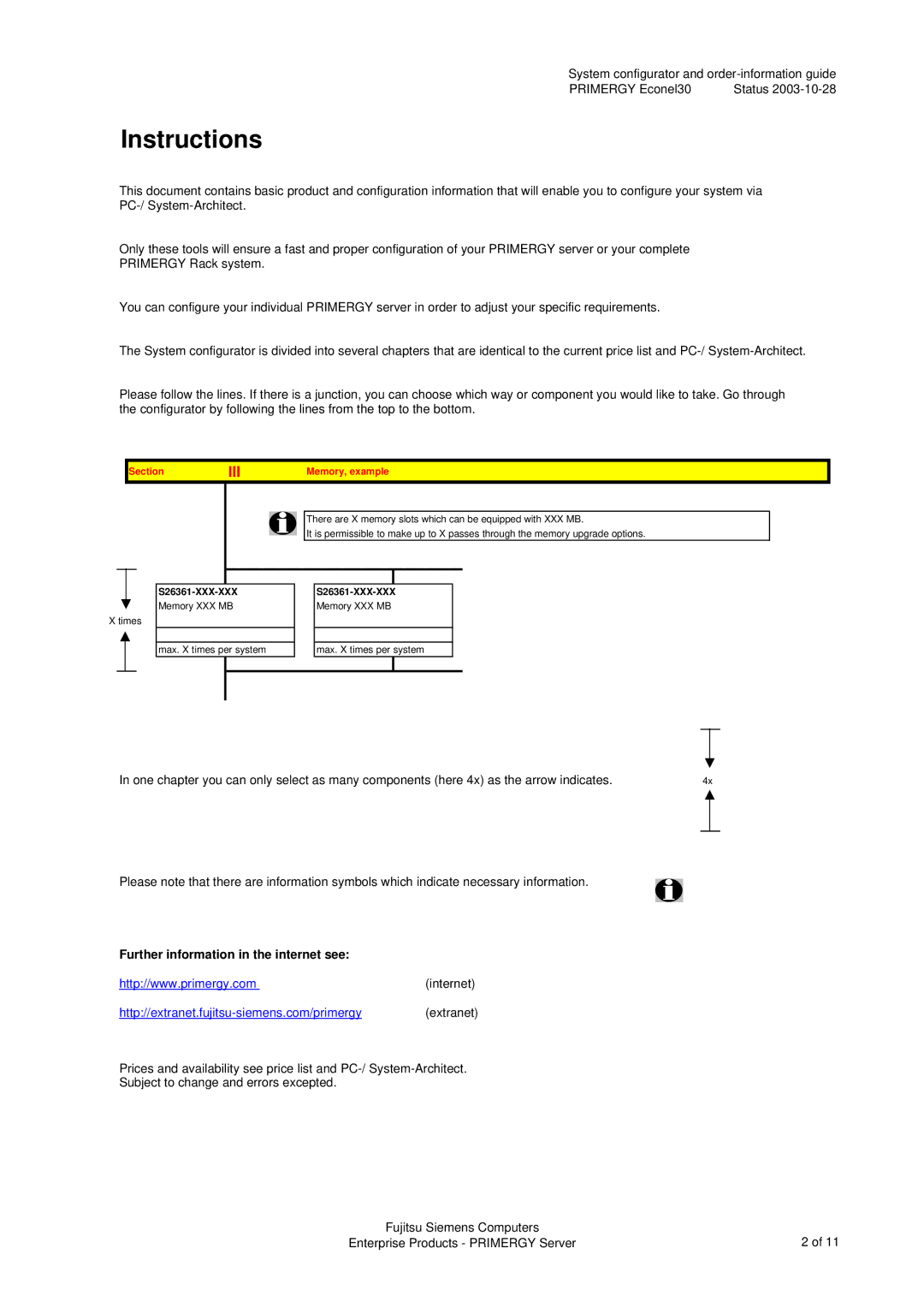 Fujitsu ECONEL30 manual SectionIII Memory, example, S26361-XXX-XXX 