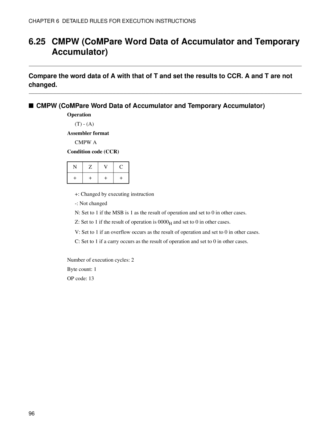 Fujitsu F2MC-8FX manual Cmpw a 