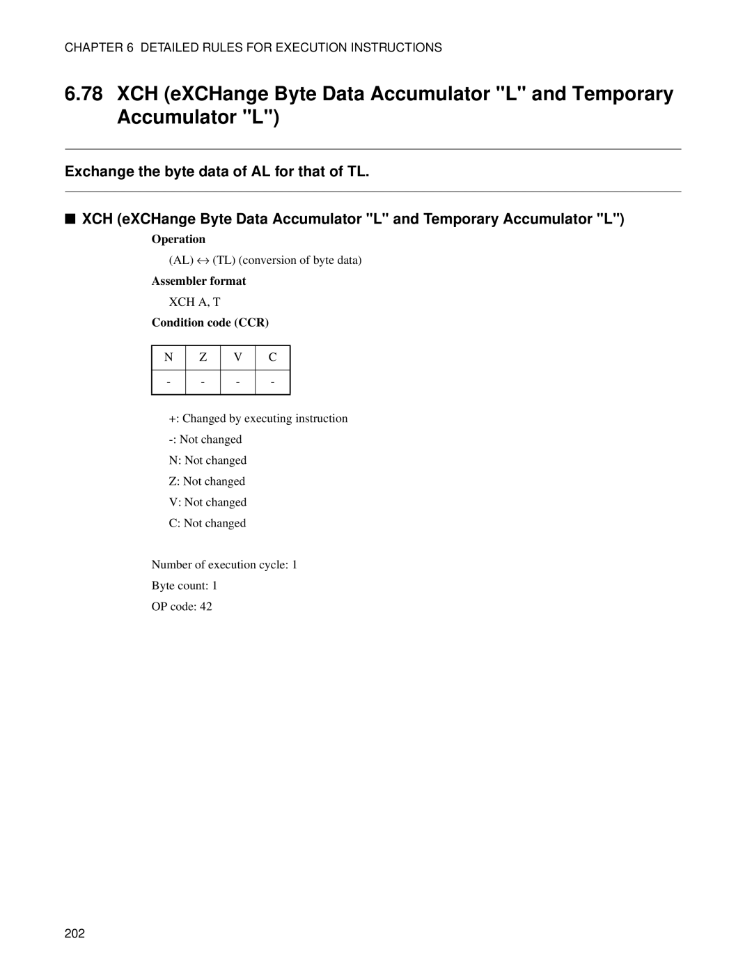 Fujitsu F2MC-8FX manual Xch A, T 