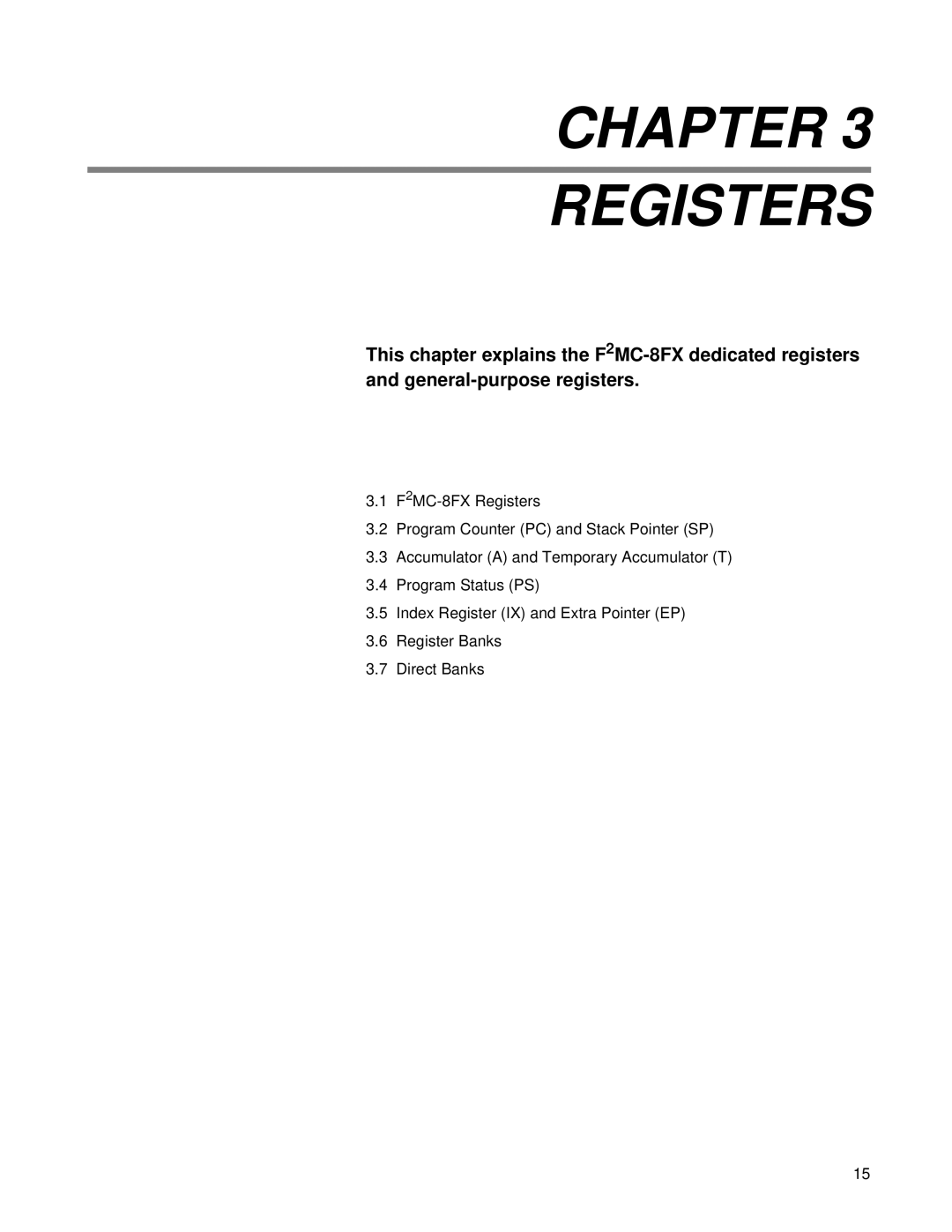 Fujitsu F2MC-8FX manual Chapter Registers 