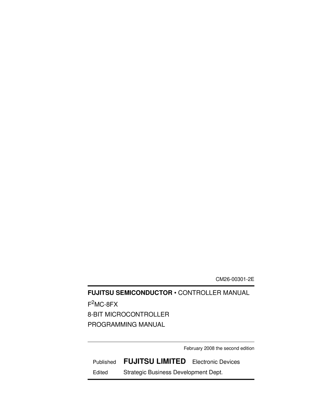 Fujitsu F2MC-8FX manual Fujitsu Semiconductor Controller Manual 