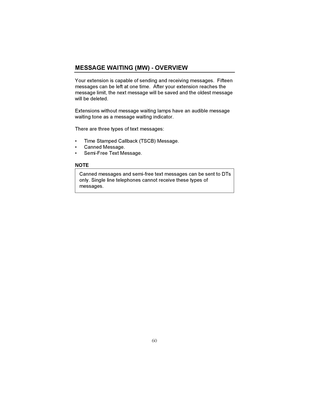 Fujitsu F9600 F9600c manual Message Waiting MW Overview 