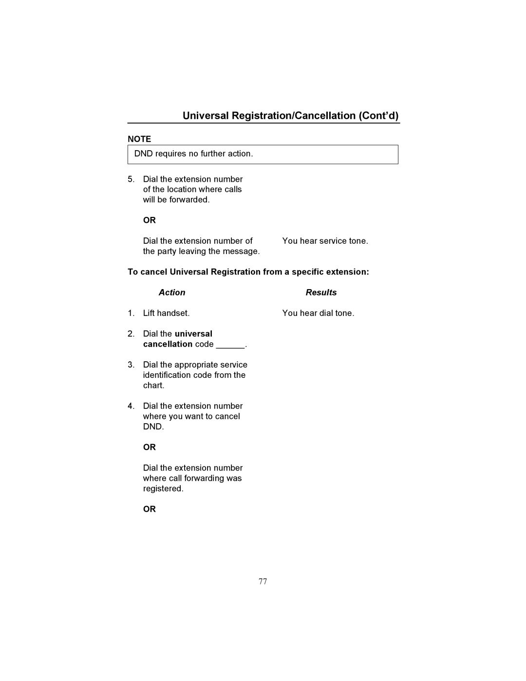 Fujitsu F9600 F9600c manual Universal Registration/Cancellation Cont’d, Dial the universal cancellation code 