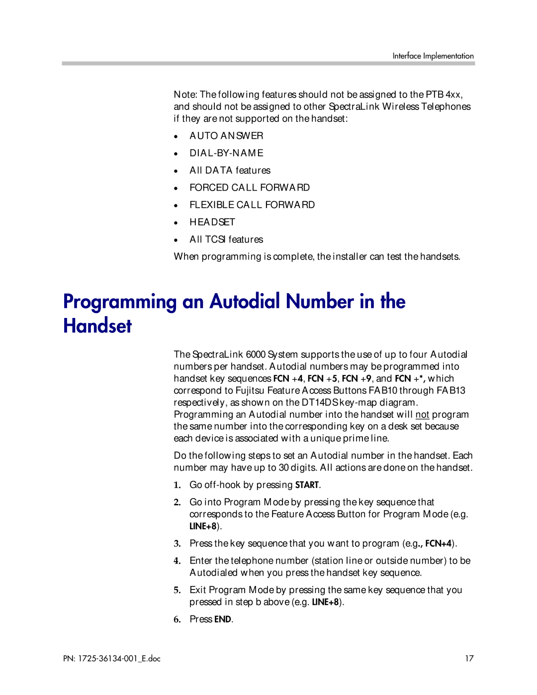 Fujitsu F9600 manual Programming an Autodial Number in the Handset, Go off-hook by pressing Start 