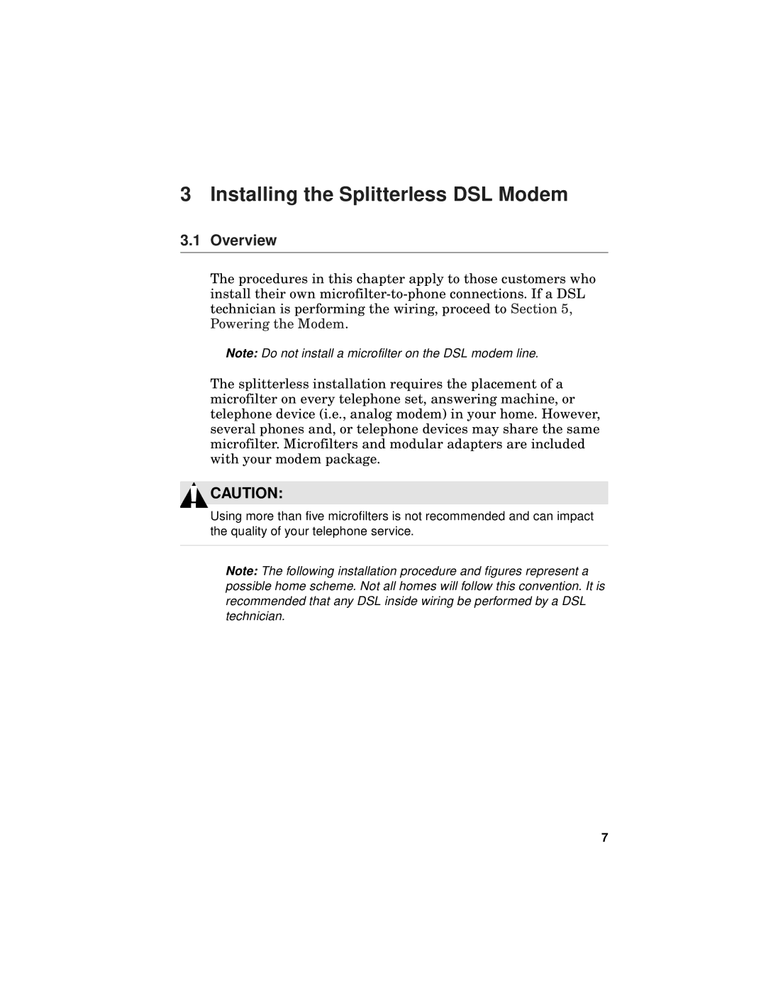 Fujitsu FC9660RA12 manual Installing the Splitterless DSL Modem, Overview 