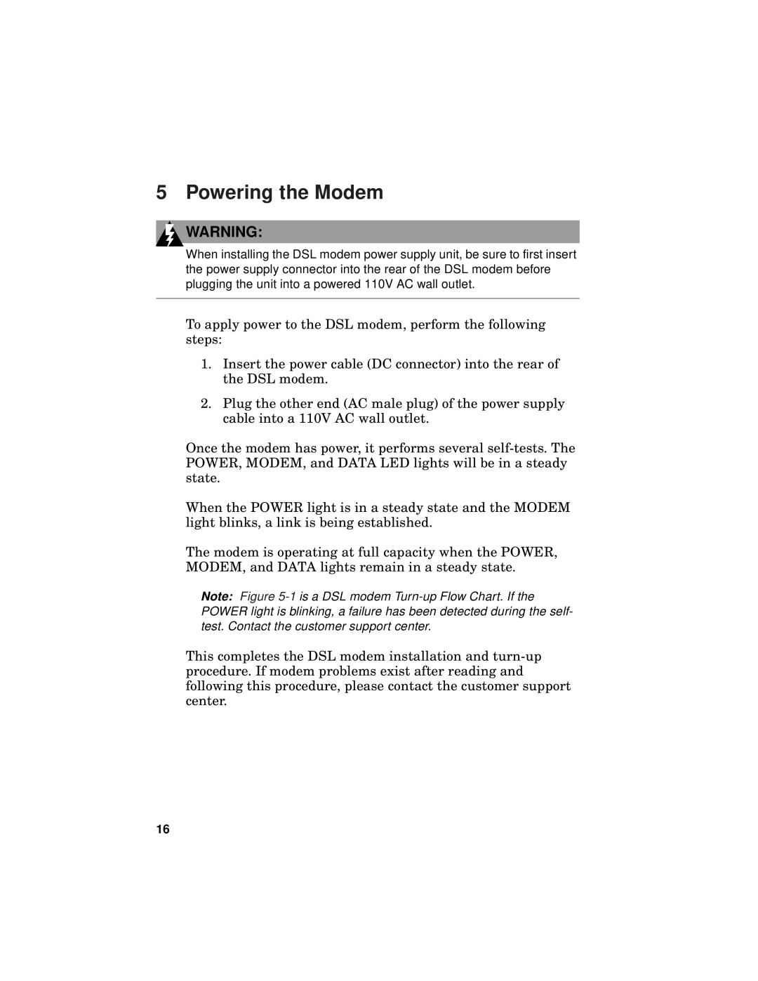 Fujitsu FC9660RA12 manual Powering the Modem 