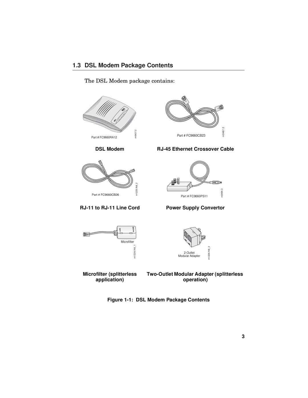 Fujitsu FC9660RA12 manual DSL Modem Package Contents 