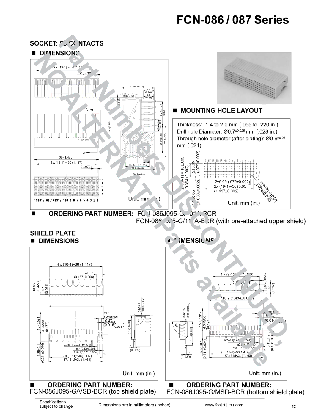 Fujitsu FCN-087 manual Available, Ordering Part Number FCN-086J095-G/101A-BCR 