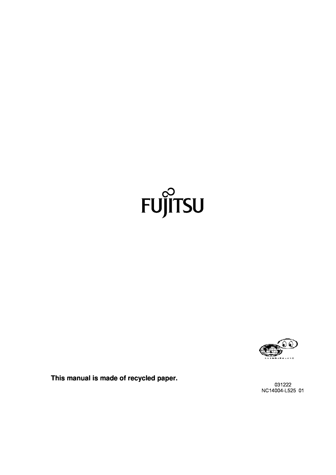 Fujitsu FD-1016AT, FD-1008AT user manual This manual is made of recycled paper, 031222 NC14004-L525 