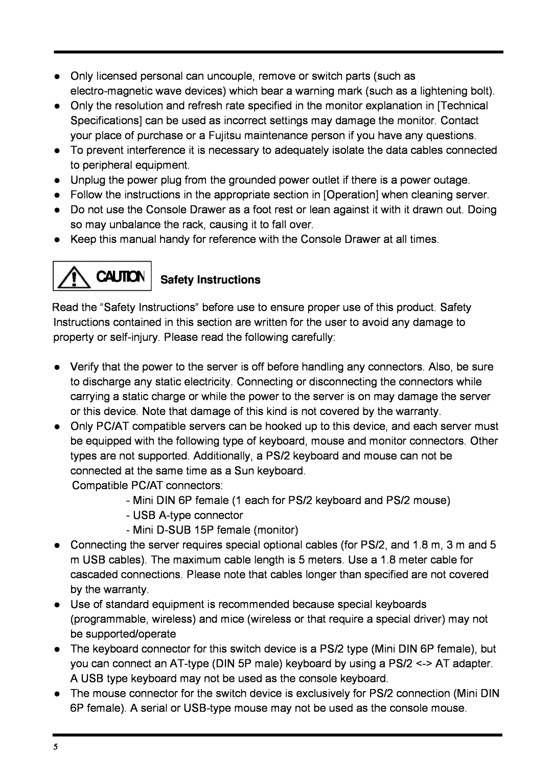 Fujitsu FD-1016AT, FD-1008AT user manual Safety Instructions 