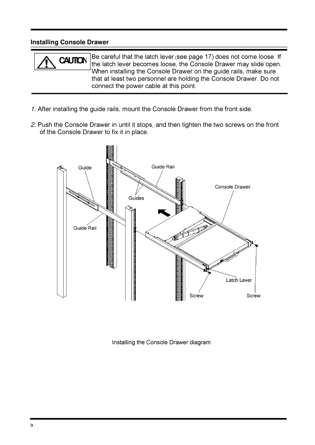 Fujitsu FD-1016AT, FD-1008AT user manual Installing Console Drawer 