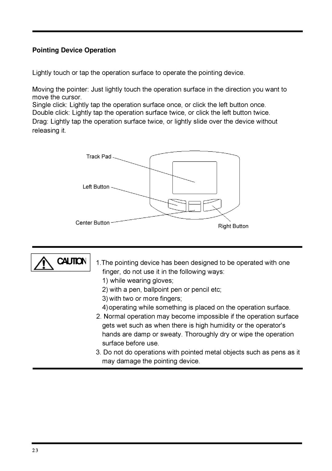 Fujitsu FD-1016AT, FD-1008AT user manual Pointing Device Operation 