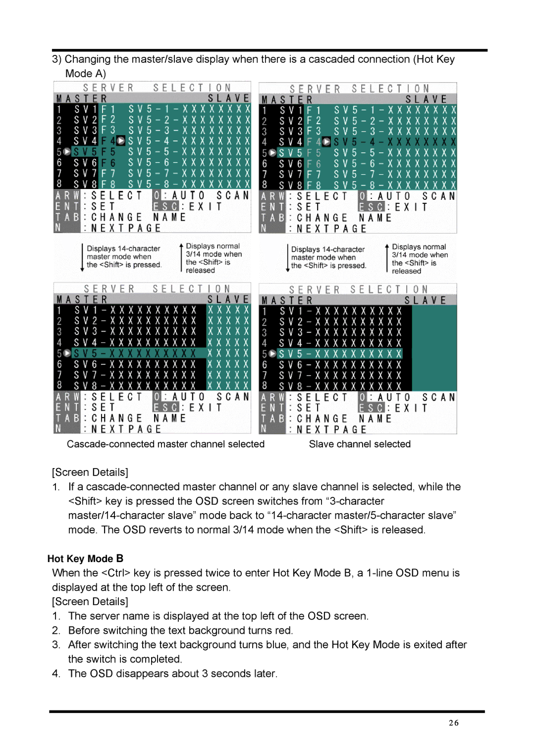 Fujitsu FD-1008AT, FD-1016AT user manual Hot Key Mode B 