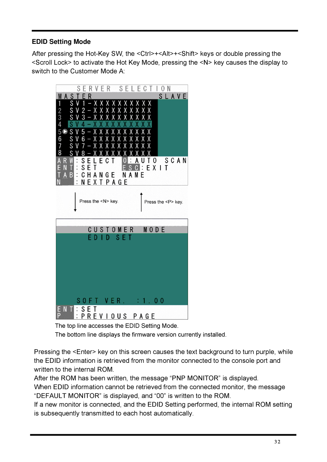 Fujitsu FD-1008AT, FD-1016AT user manual Edid Setting Mode 