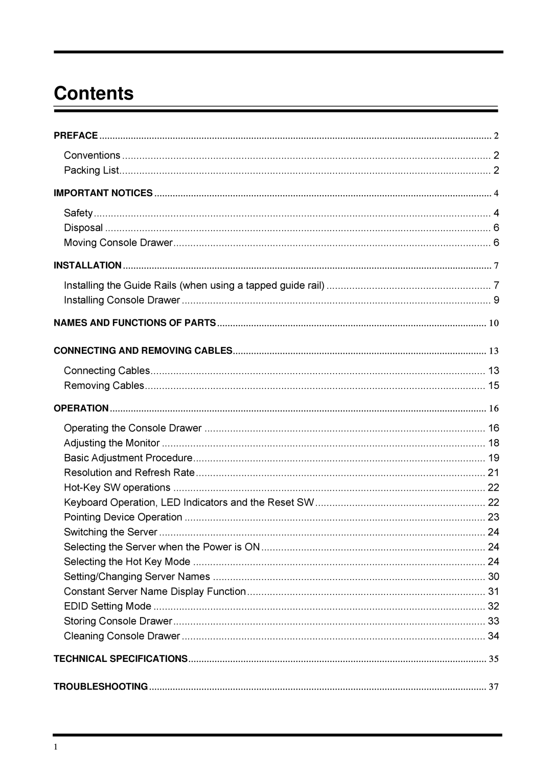 Fujitsu FD-1016AT, FD-1008AT user manual Contents 