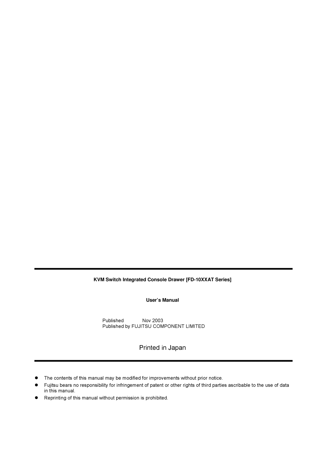 Fujitsu FD-1008AT, FD-1016AT user manual Reprinting of this manual without permission is prohibited 