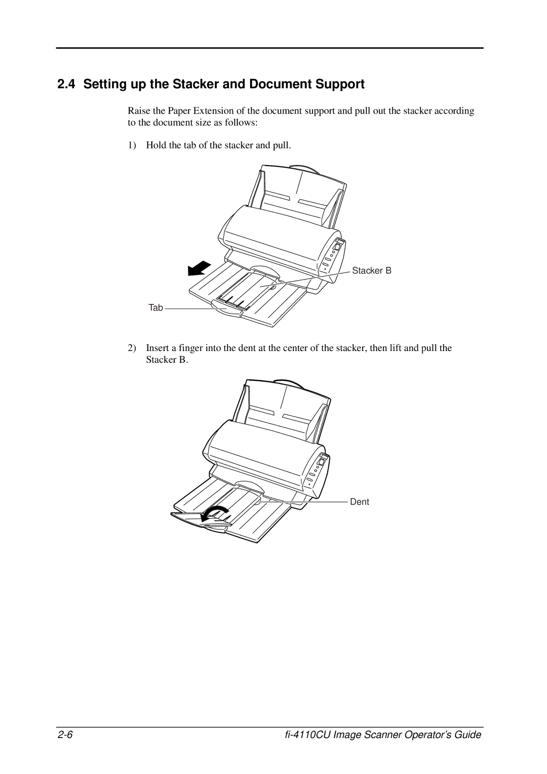 Fujitsu fi-4110CU manual Setting up the Stacker and Document Support 