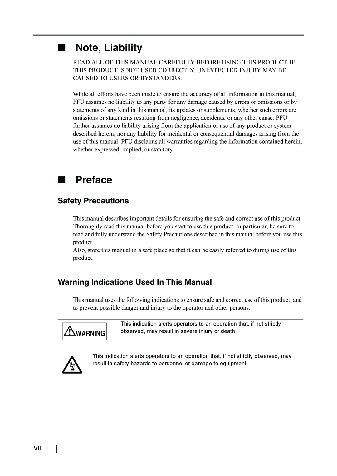 Fujitsu fi-4110EOX2 manual Preface, Safety Precautions 