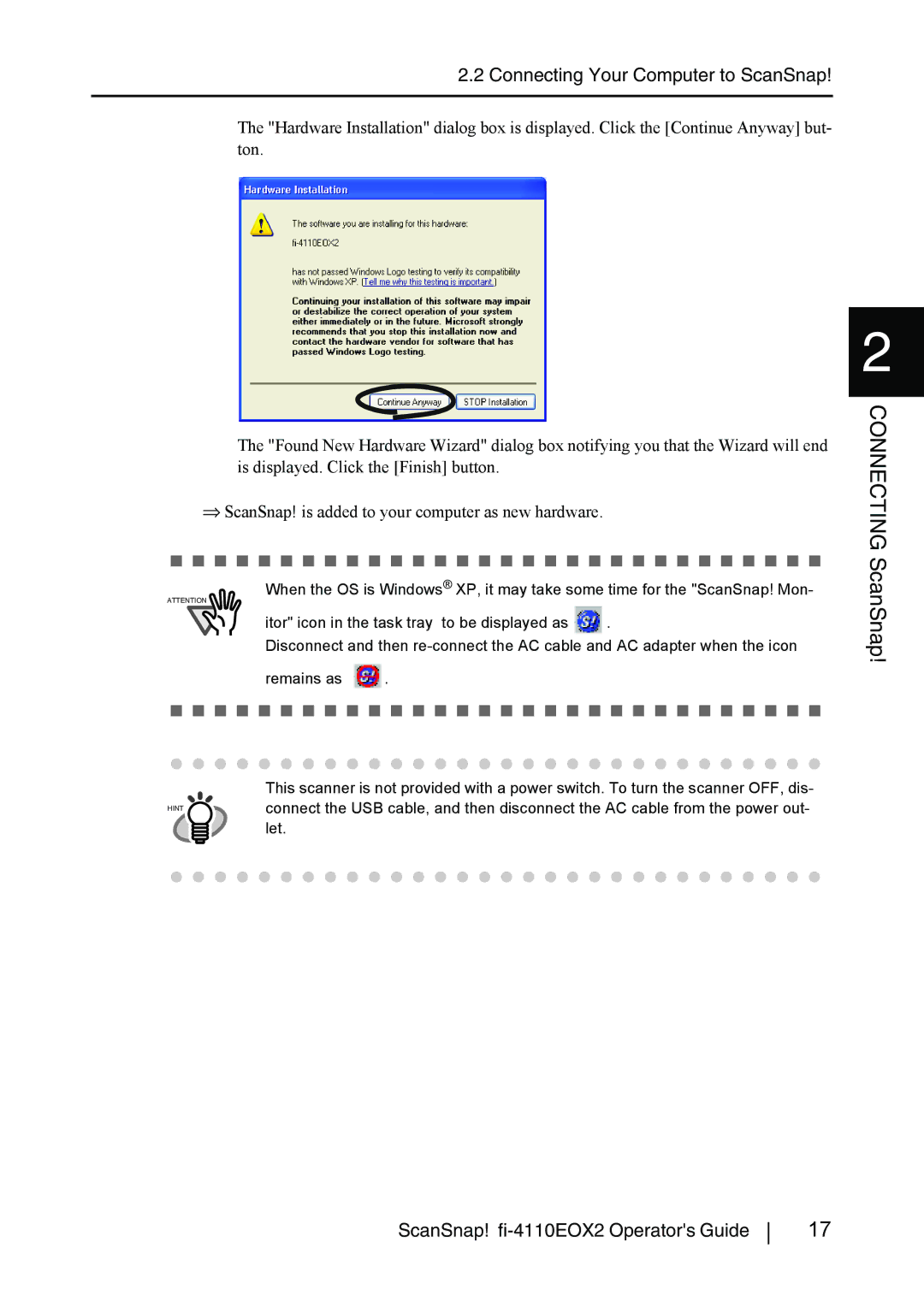 Fujitsu fi-4110EOX2 manual Hint 