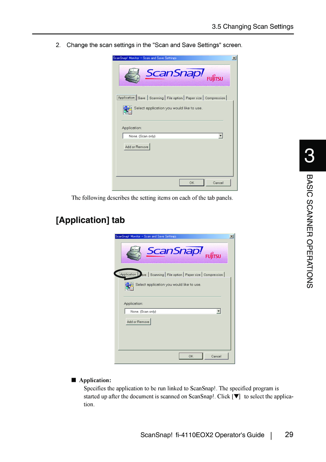 Fujitsu fi-4110EOX2 manual Application tab 