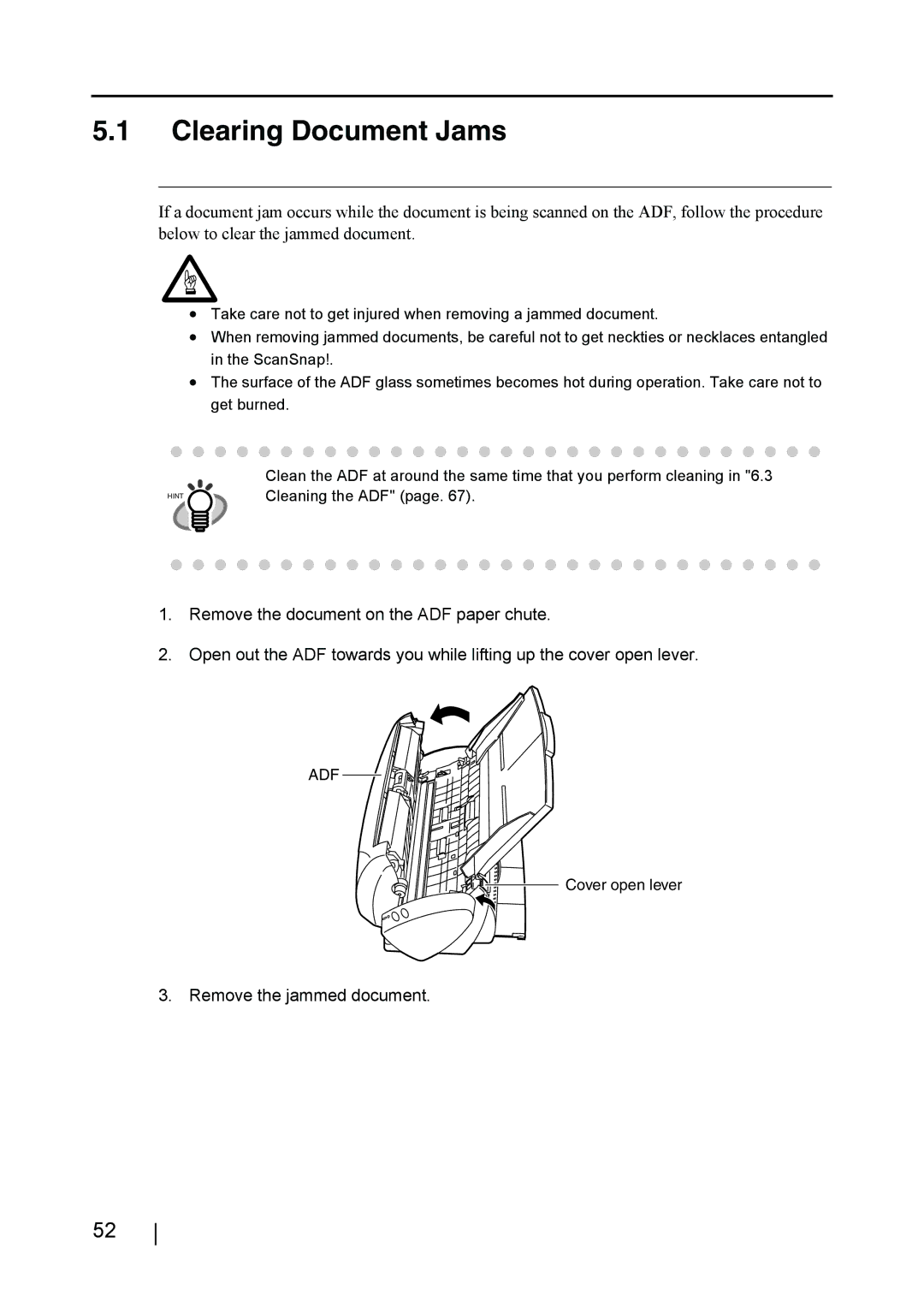 Fujitsu fi-4110EOX2 manual Clearing Document Jams 