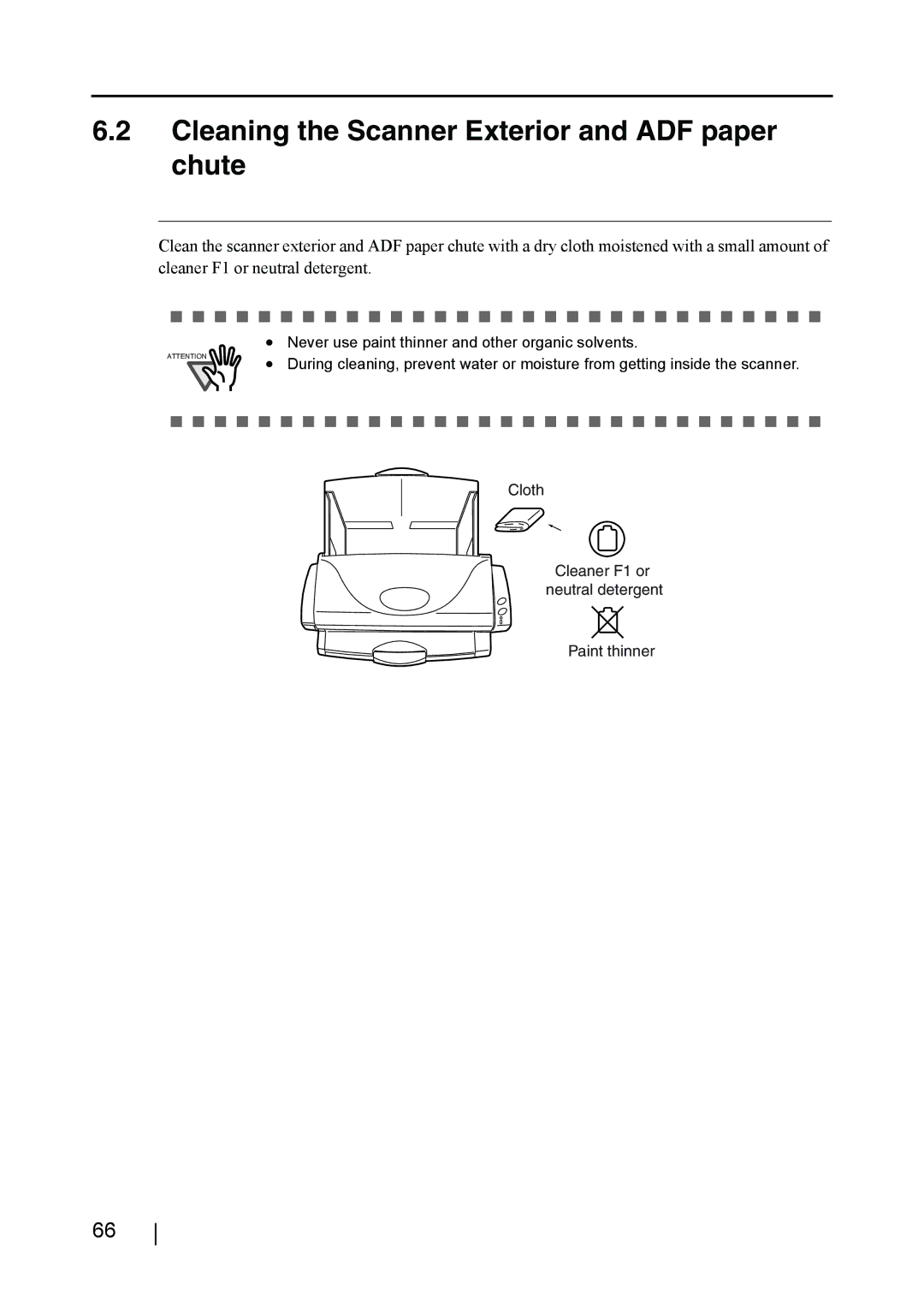 Fujitsu fi-4110EOX2 manual Cleaning the Scanner Exterior and ADF paper chute 