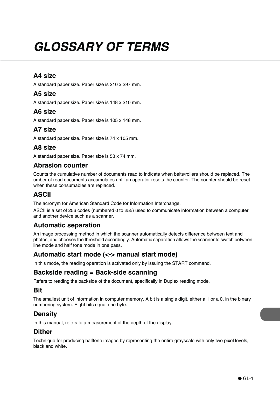 Fujitsu fi-4340C manual Glossary Of Terms 