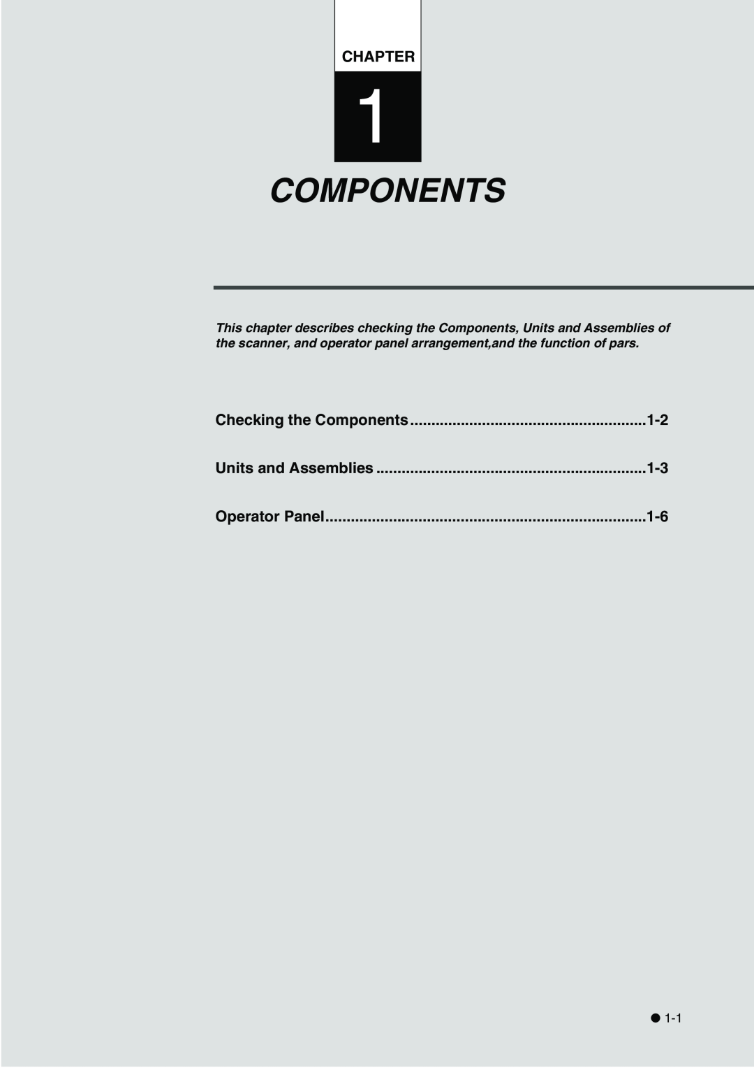 Fujitsu fi-4340C manual Chapter, Checking the Components, Units and Assemblies, Operator Panel 