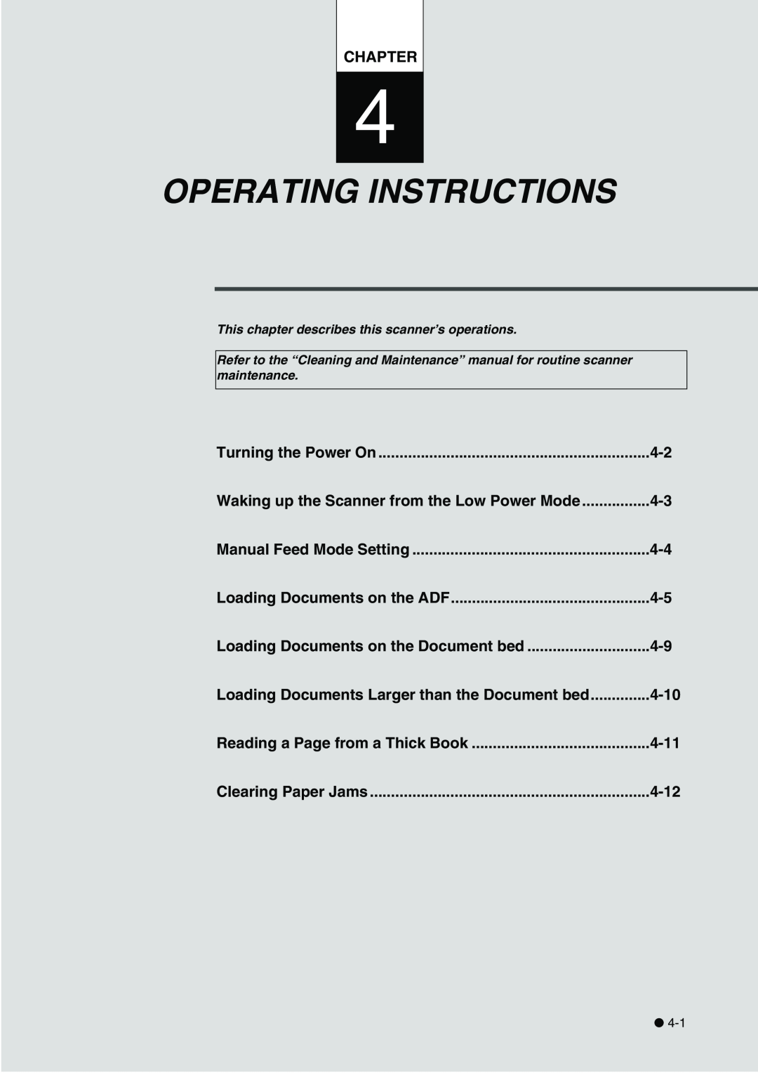 Fujitsu fi-4340C Operating Instructions, Chapter, Turning the Power On, Waking up the Scanner from the Low Power Mode 