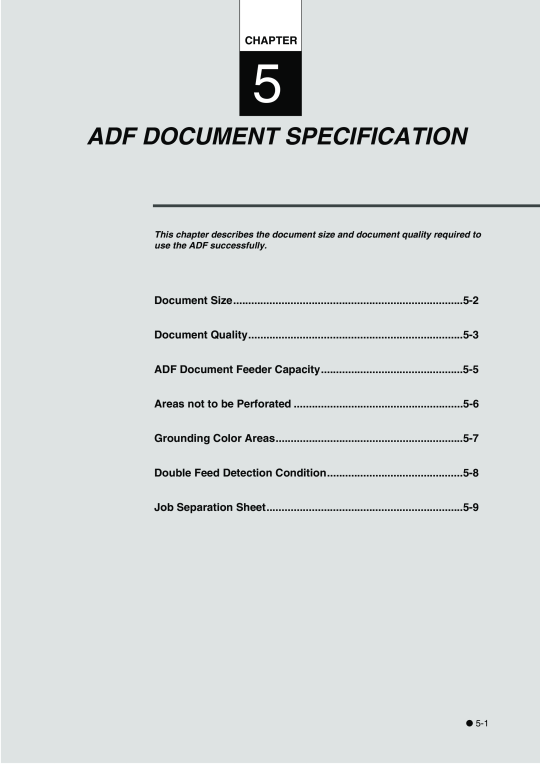 Fujitsu fi-4340C manual Adf Document Specification, Chapter, Document Size, Document Quality, ADF Document Feeder Capacity 
