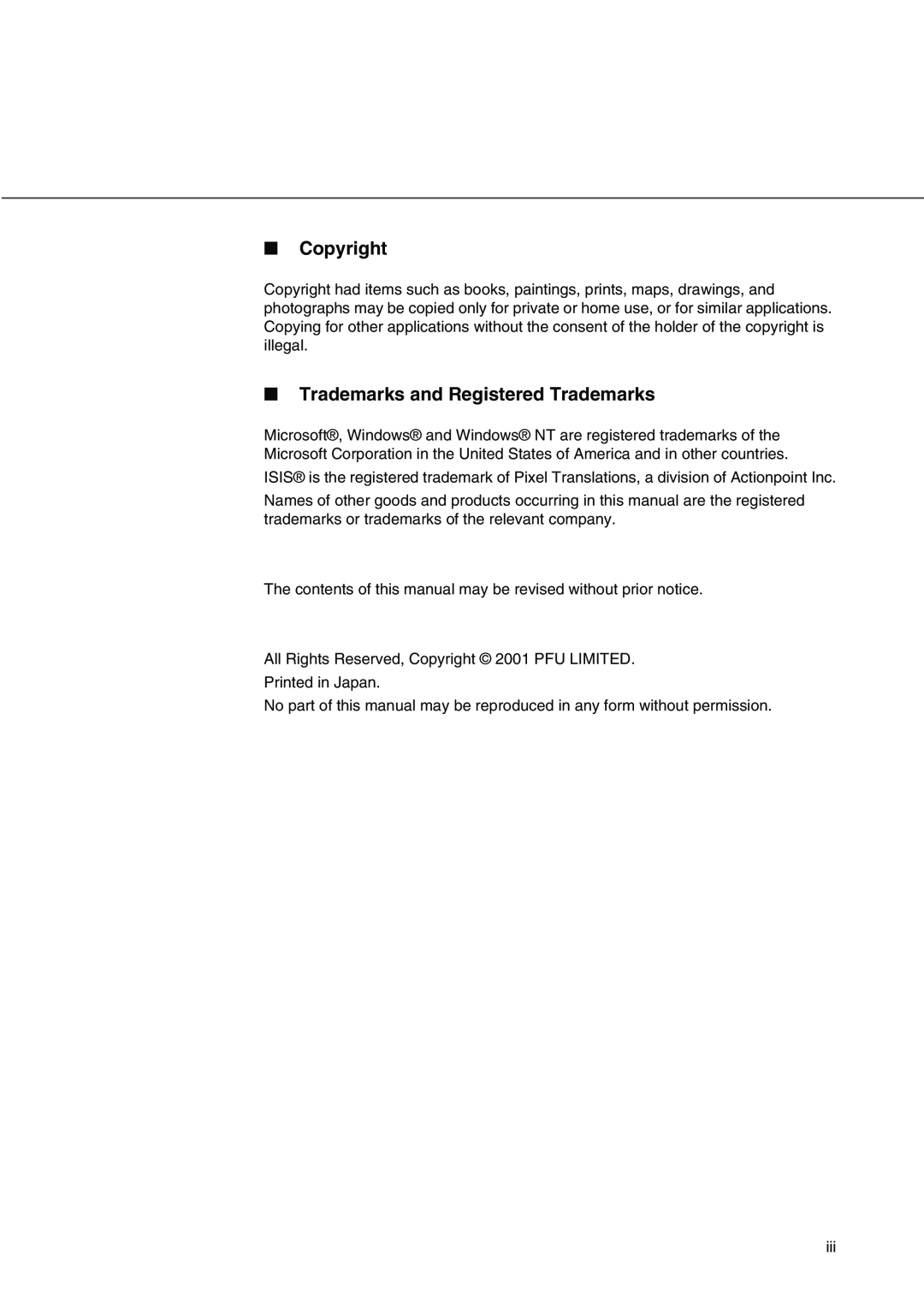 Fujitsu fi-4340C manual Copyright, Trademarks and Registered Trademarks 