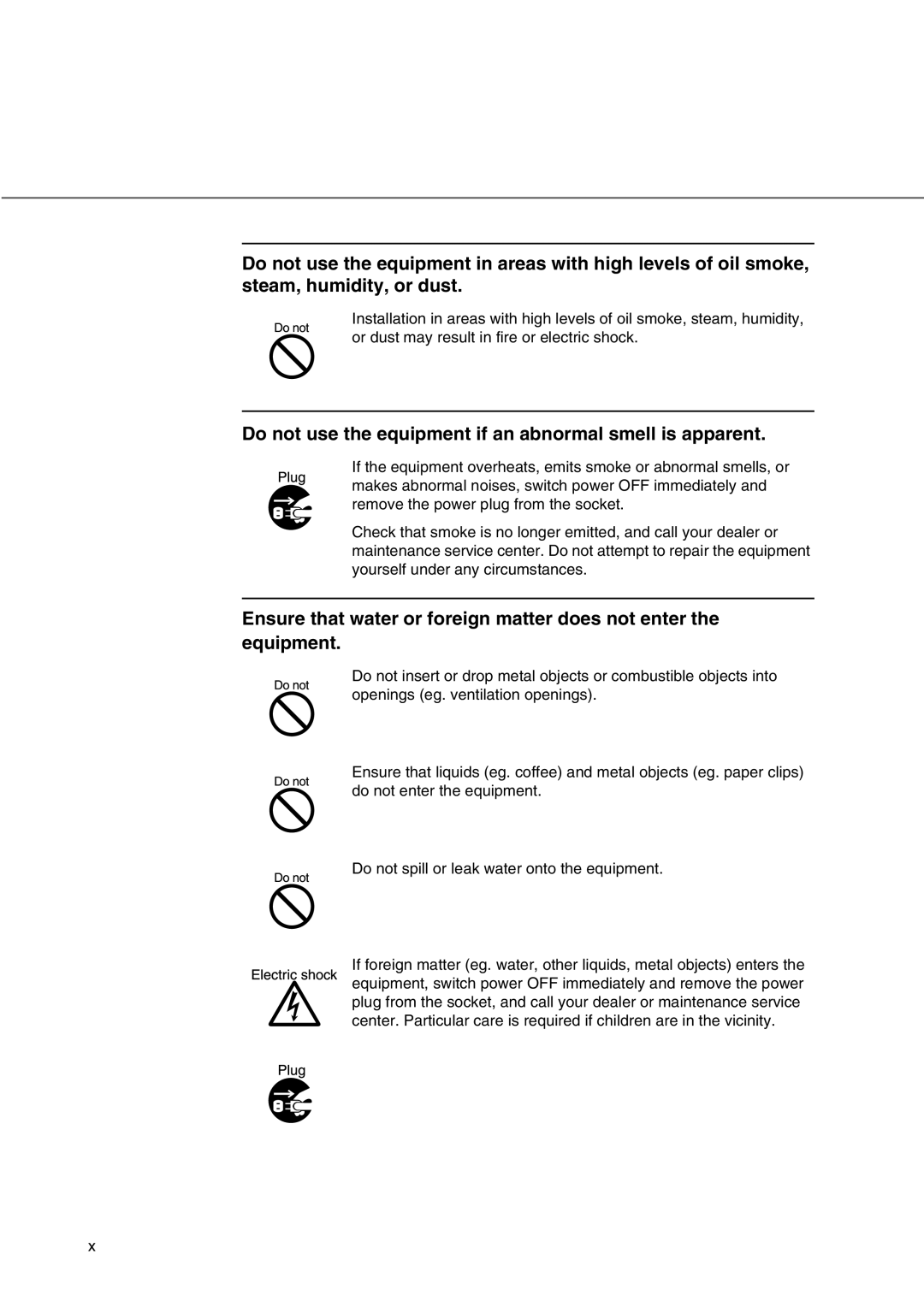 Fujitsu fi-4340C manual Do not use the equipment if an abnormal smell is apparent 