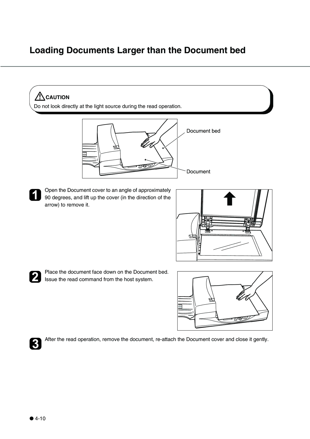 Fujitsu fi-4340C manual Loading Documents Larger than the Document bed 