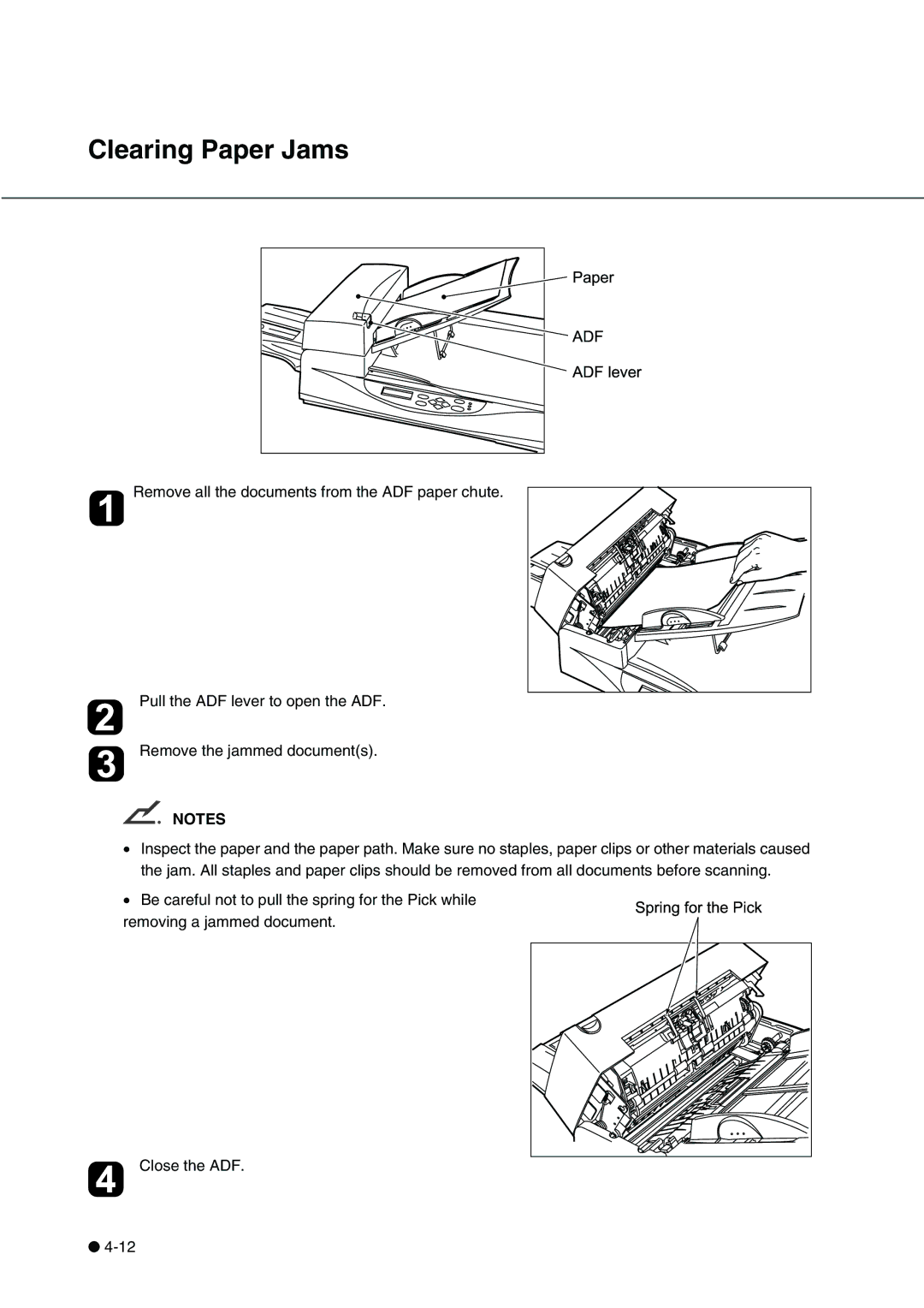 Fujitsu fi-4340C manual Clearing Paper Jams 