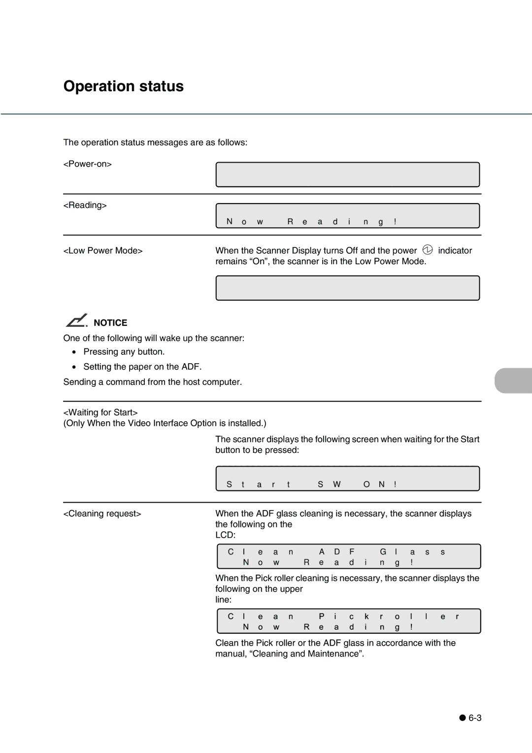 Fujitsu fi-4340C manual No w, Operation status 