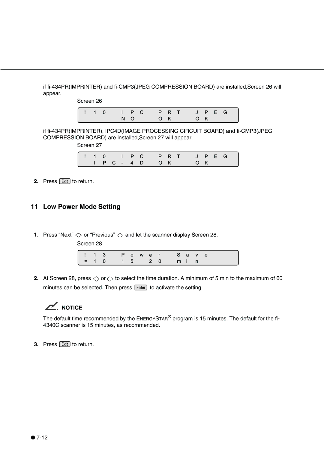 Fujitsu fi-4340C manual Low Power Mode Setting 