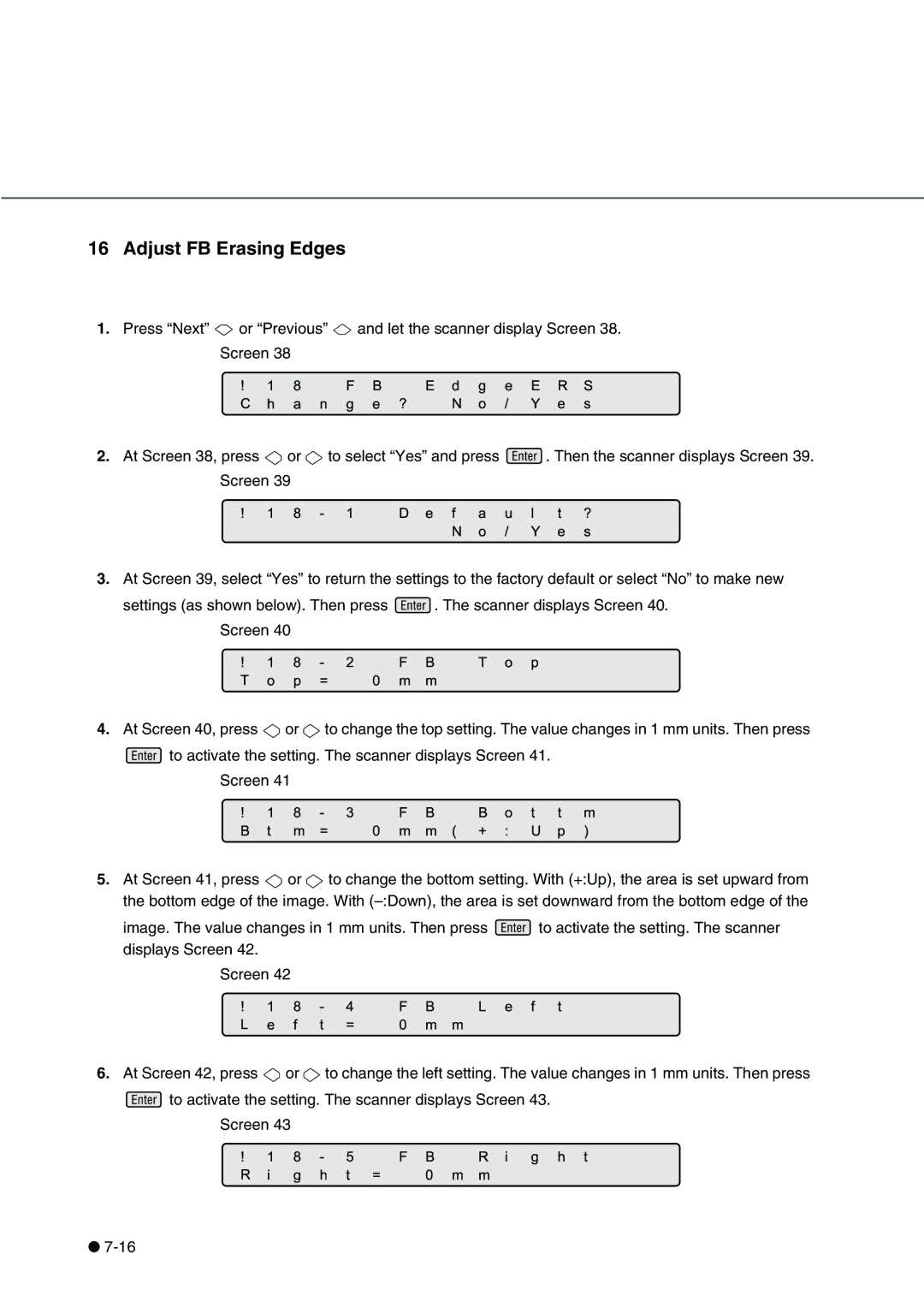 Fujitsu fi-4340C manual ScreenR! 1i43 8g -h t5 = F B0 mmR i g ht, Adjust FB Erasing Edges 