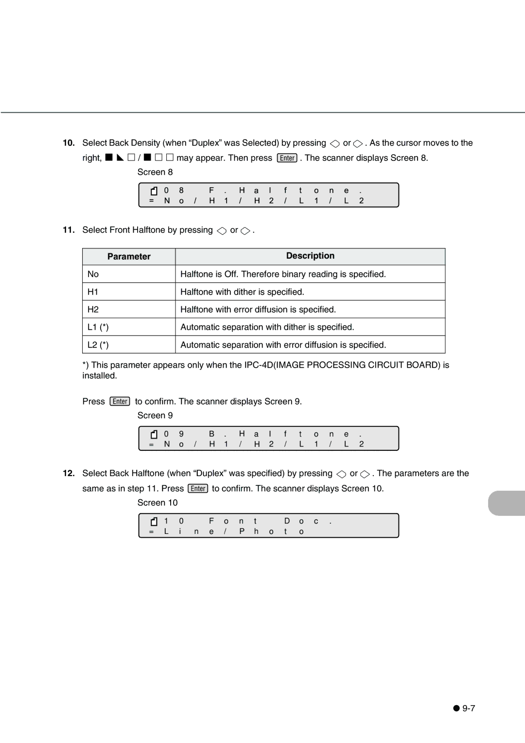 Fujitsu fi-4340C manual L1/ L2, Parameter Description 