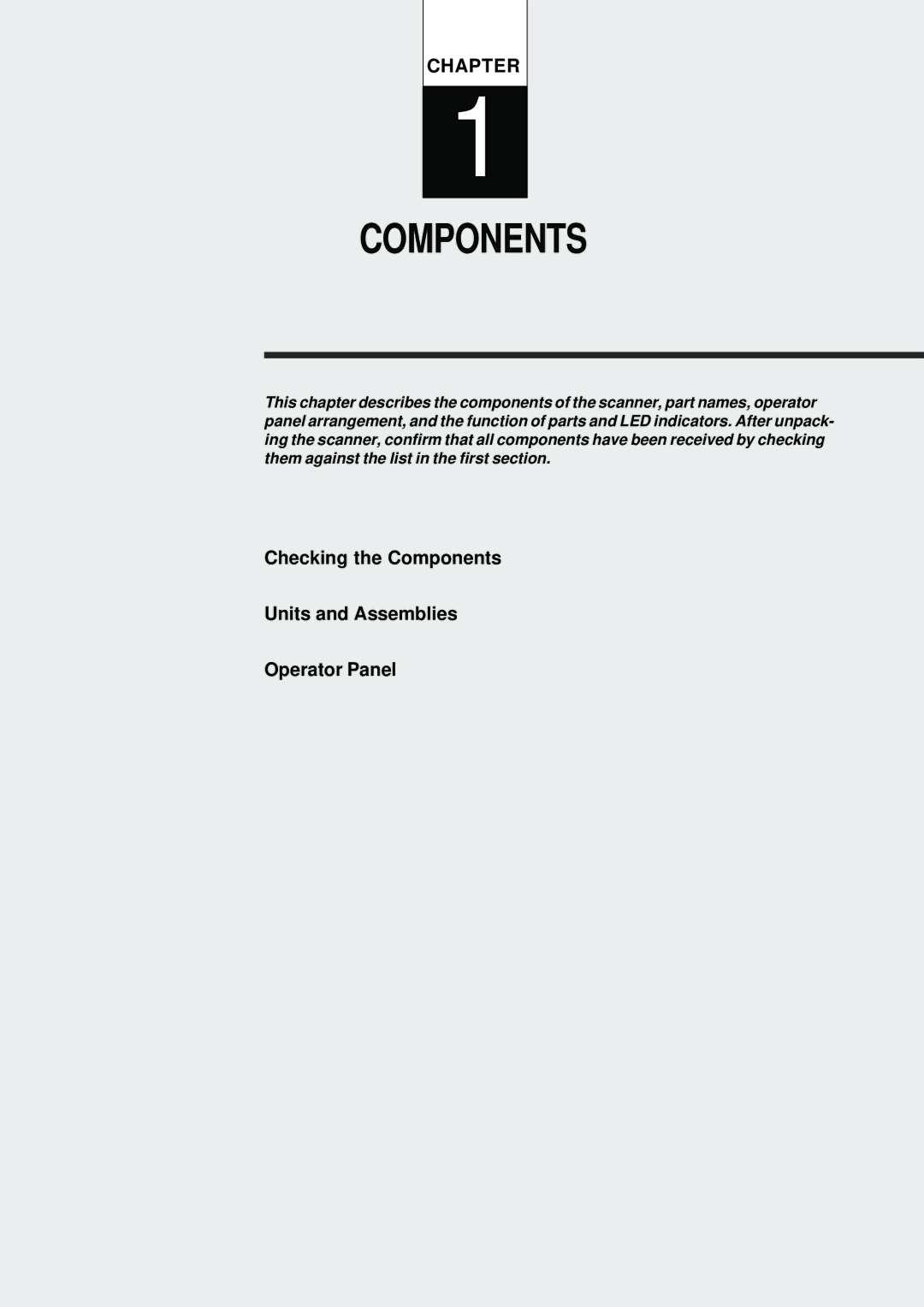 Fujitsu fi-4640S manual Checking the Components Units and Assemblies Operator Panel 